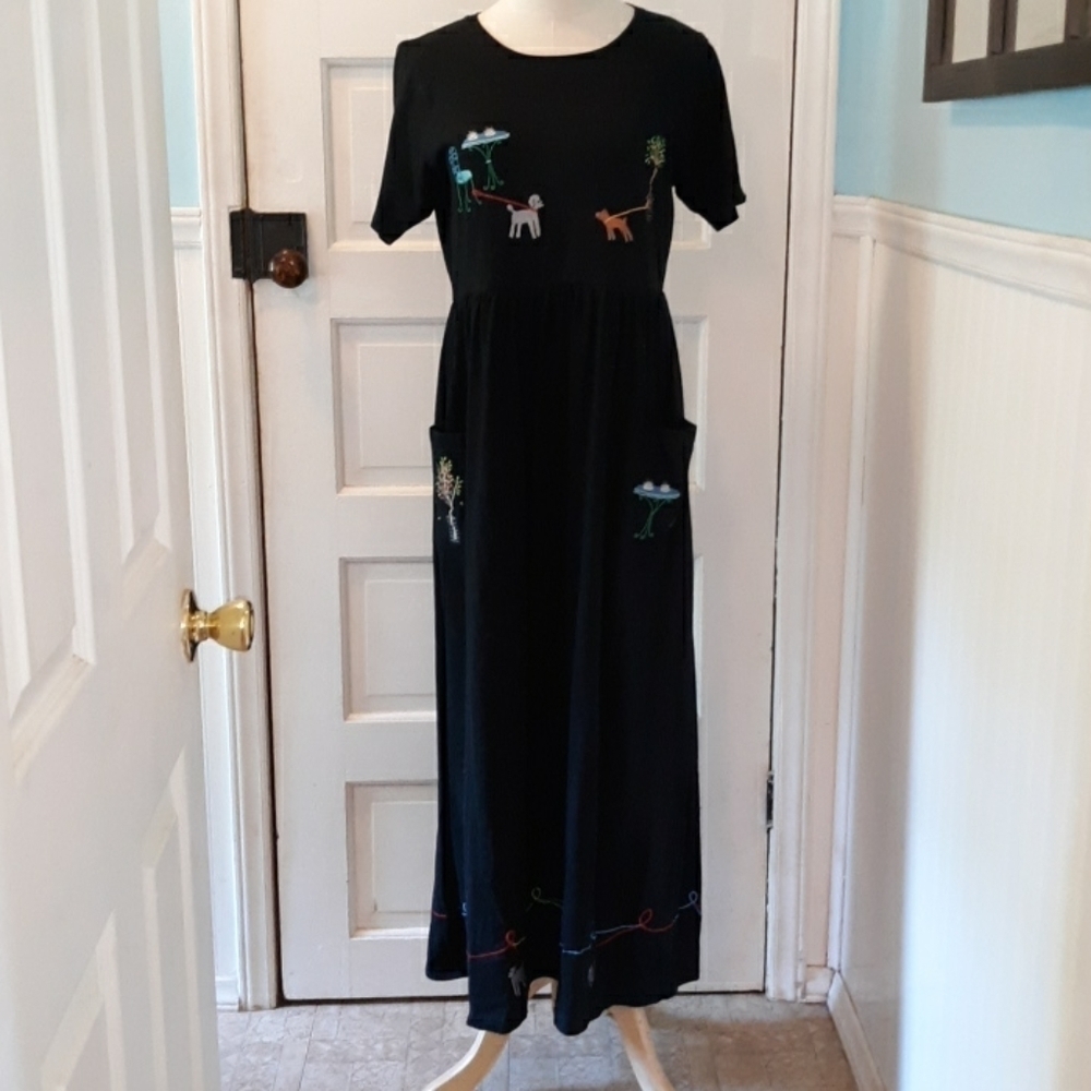 Vintage Michael Simon small dog lover maxi dress